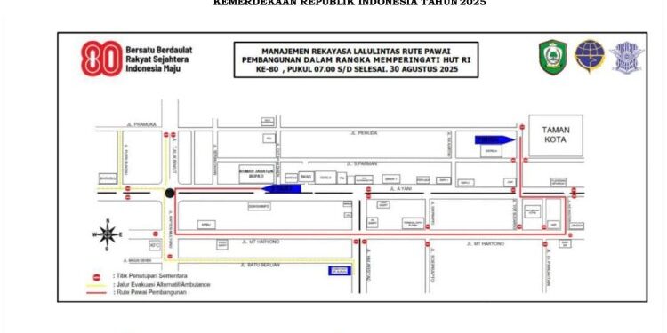 FOTO: IST/MATAKALTENG- Rute pawai pembangunan kabupaten Kotim.