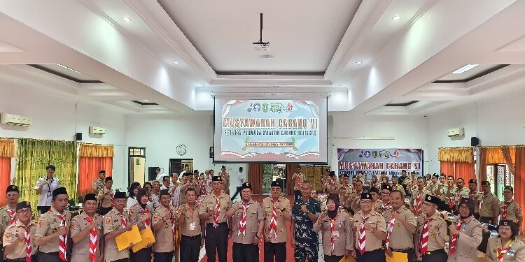 FOTO: IST/MATAKALTENG - Bupati Katingan Saiful, saat membuka kegiatan Muscab Kwarcab 1508 Gerakan Pramuka Katingan.