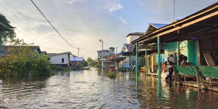 Foto:IST/MATA KALTENG - Banjir yang terjadi di Desa Hanjalipan.