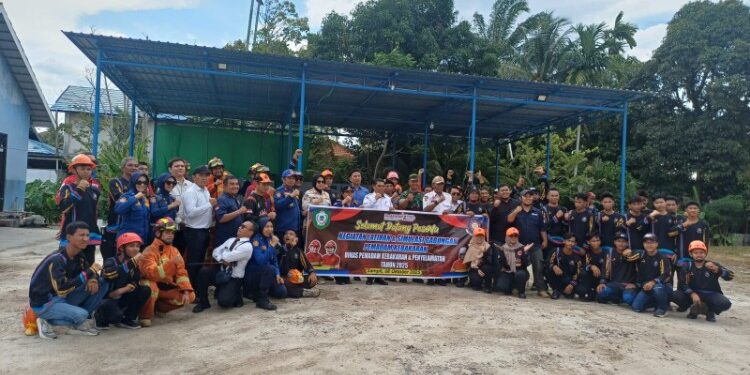 Foto:IST/MATA KALTENG - Latihan gabungan pemadaman kebakaran tahun 2025 di Kotim.