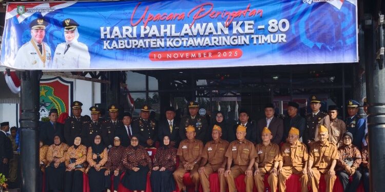 Foto:IST/MATA KALTENG - Kehadiran veteran dalam peringatan hari pahlawan di Kabupaten Kotim, 10 November 2025.