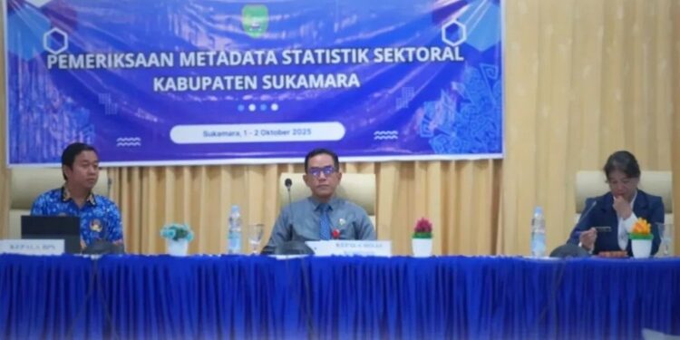 FOTO: IST/MATAKALTENG - Pelaksanaan kegiatan Pemeriksaan Metadata Statistik Sektoral Kabupaten Sukamara Tahun 2025 di aula Bappeda Sukamara, Rabu 1 Oktober 2025.