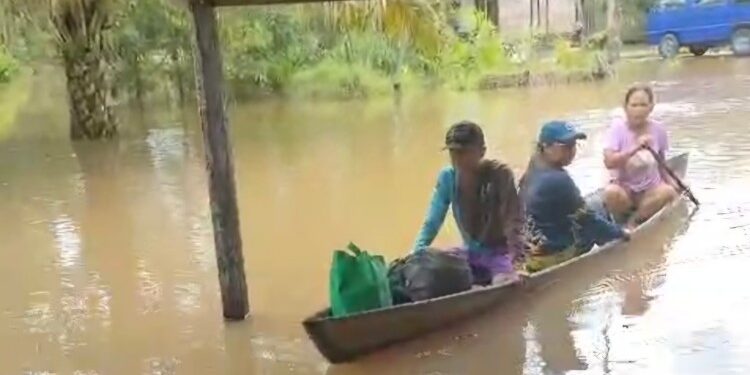 Foto:IST/MATA KALTENG - Pelayanan kesehatan di daerah banjir Desa Rantau Suang.