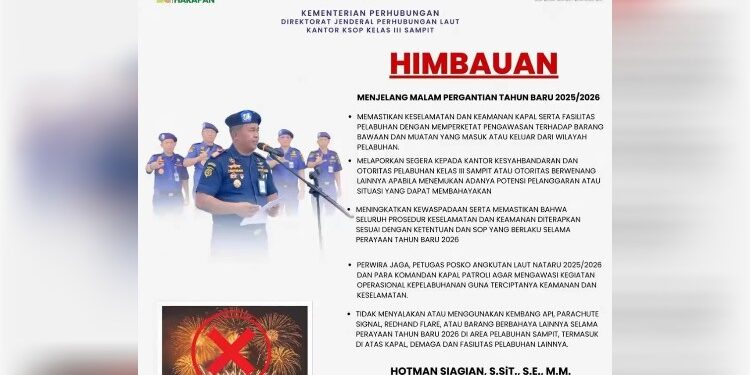 Foto:IST/MATA KALTENG - Himbauan dari KSOP Kelas III Sampit jelang tahun baru 2026.
