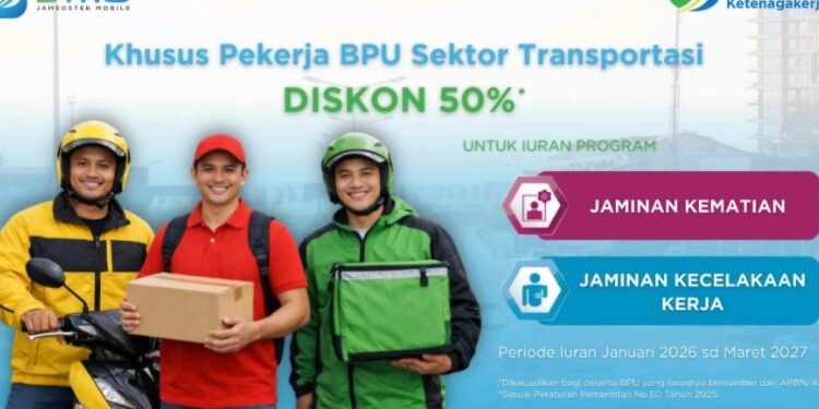 Foto:IST/MATA KALTENG - Pemberitahuan diskon iuran BPJS Ketenagakerjaan.