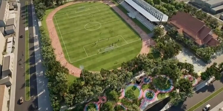 Foto Gambaran Rencana Renovasi Stadion Sanaman Mantikei (sumber: PUPR)