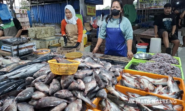 FOTO: DIAN/MATA KALTENG - Pedagang ikan di Pasar Al Kamal Sampit.