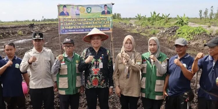 FOTO: IST/MATA KALTENG - Tanam serentak di lokasi Cetak Sawah Rakyat (CSR) di Kelurahan Baamang Hulu.
