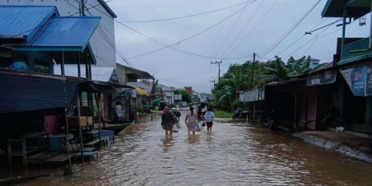 Foto:IST/MATA KALTENG - Banjir yang terjadi di Kecamatan Mentaya Hulu, Kotim.