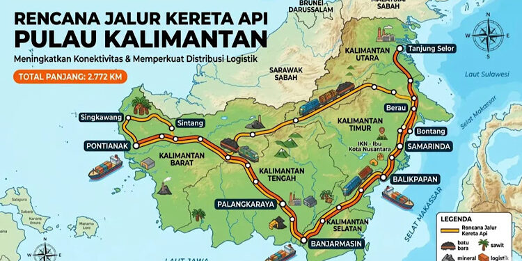 FOTO: IST - Ilustrasi pemerintah tengah menyiapkan rencana jalur kereta api di Pulau Kalimantan.