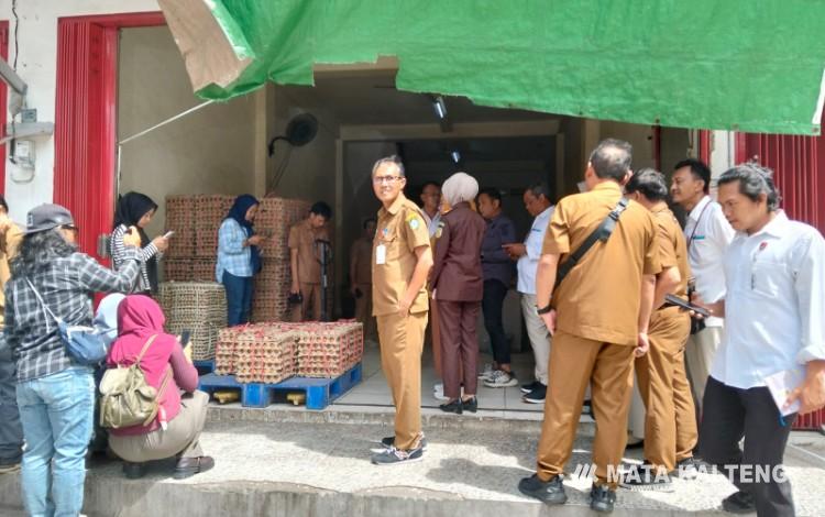 Foto:IST/MATA KALTENG - Wabup Kotim Irawati bersama rombongan saat sidak pasokan telur di agen yang ada di kota Sampit, 29 Juni 2026.